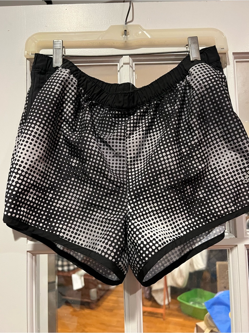 adidas Black & White Dot-Print Athletic Shorts